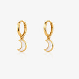 Mother of Pearl Moon Hoop Earrings