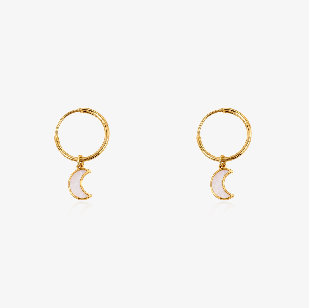 Mother of Pearl Moon Hoop Earrings