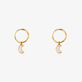 Mother of Pearl Moon Hoop Earrings