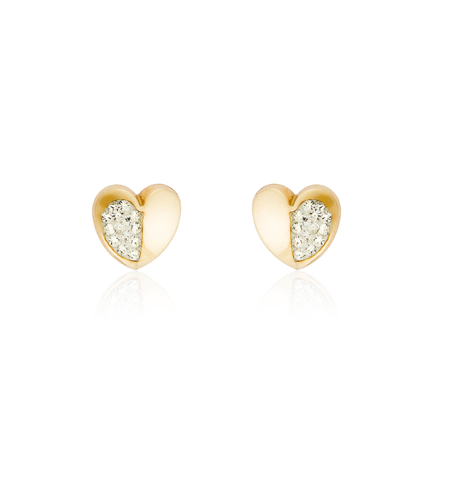 Pares Oro9 Presion Piedras Corazon Swarovski