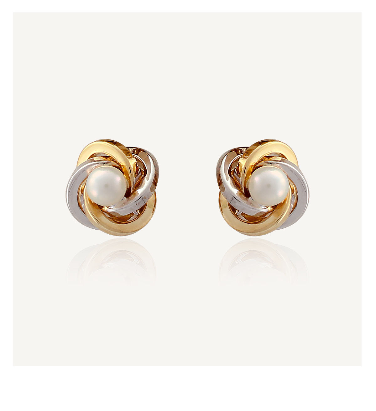 Pares Oro9 Presion Perlas Bicolor Nudos