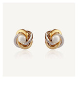 Pares Oro9 Presion Perlas Bicolor Nudos