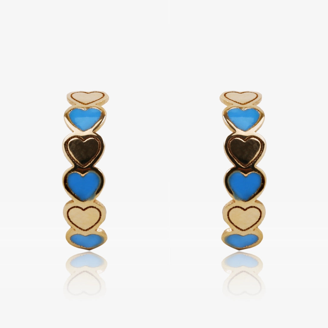 Pairs ORO9 Pressure Blue Enamel Hearts Combined