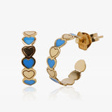 Pairs ORO9 Pressure Blue Enamel Hearts Combined