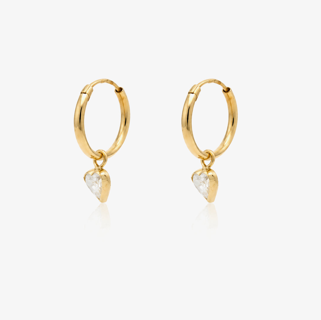 Heart Hoop Earrings with Beveled Edge