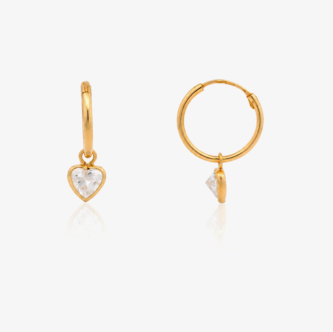 Heart Hoop Earrings with Beveled Edge