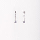 Long earrings with chaton and teardrop