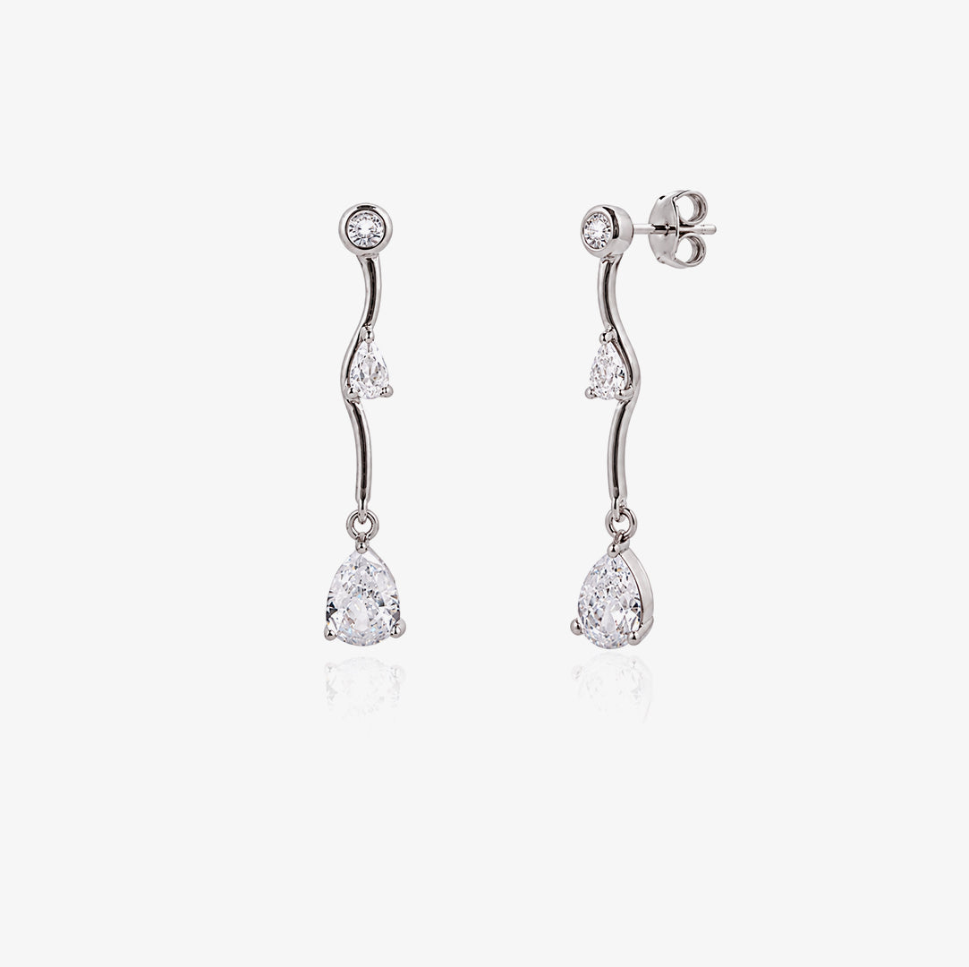 Long earrings with chaton and teardrop