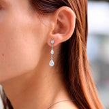 Long earrings with chaton and teardrop