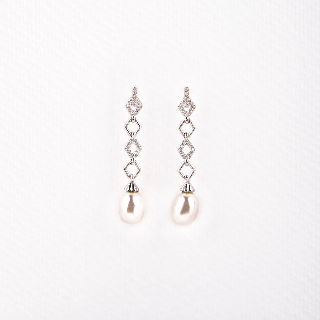 Long Pearl Stone Earrings