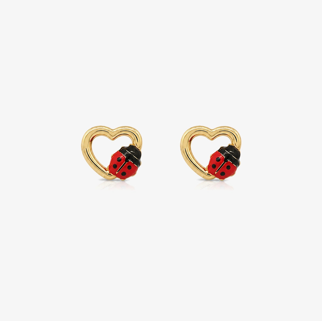 Ladybug heart earrings