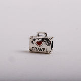 Abalorio plata maleta 'I love to travel'